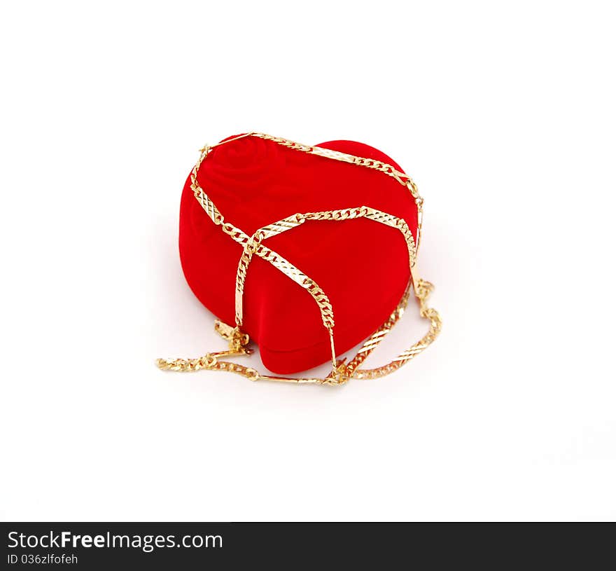 Gold Necklace In Gift Red Box