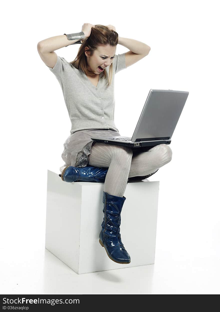 Girl with laptop computer