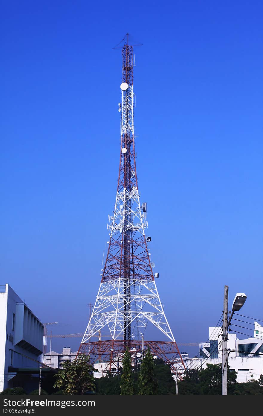 Phone transmission towers.