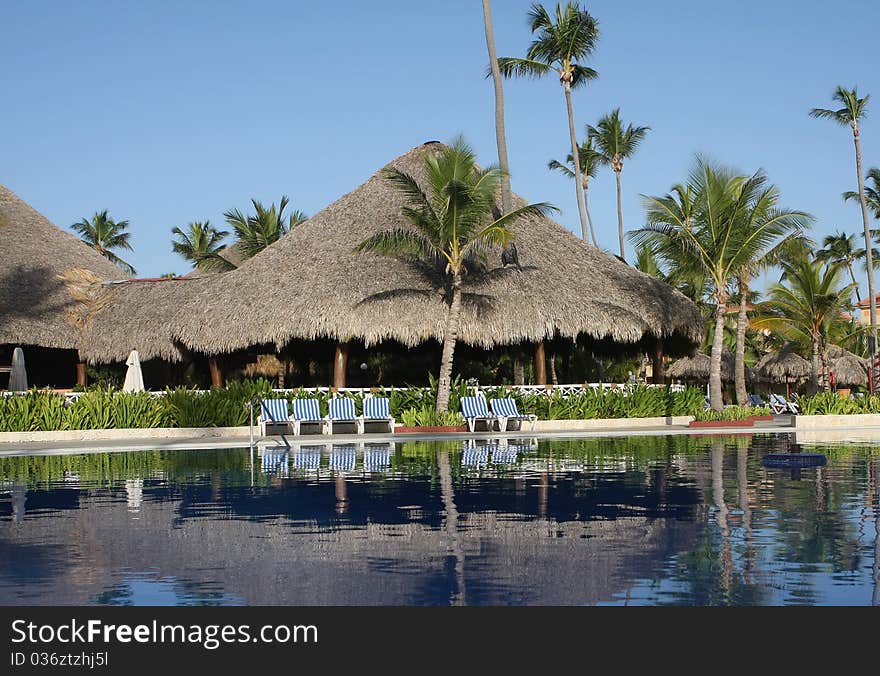 Beautiful tropical swimming pool at bavaro beach