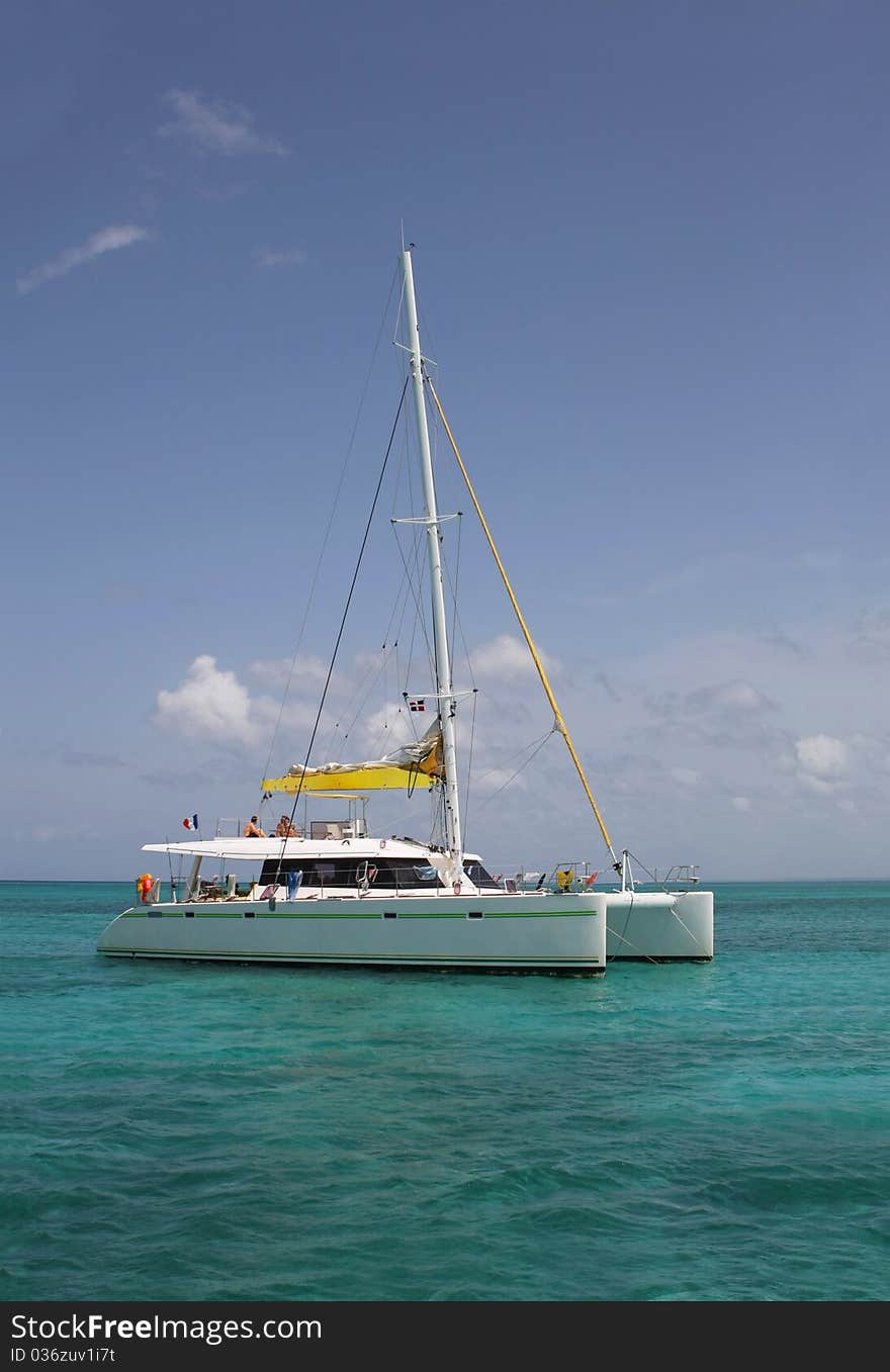 Catamaran in the dominican sea