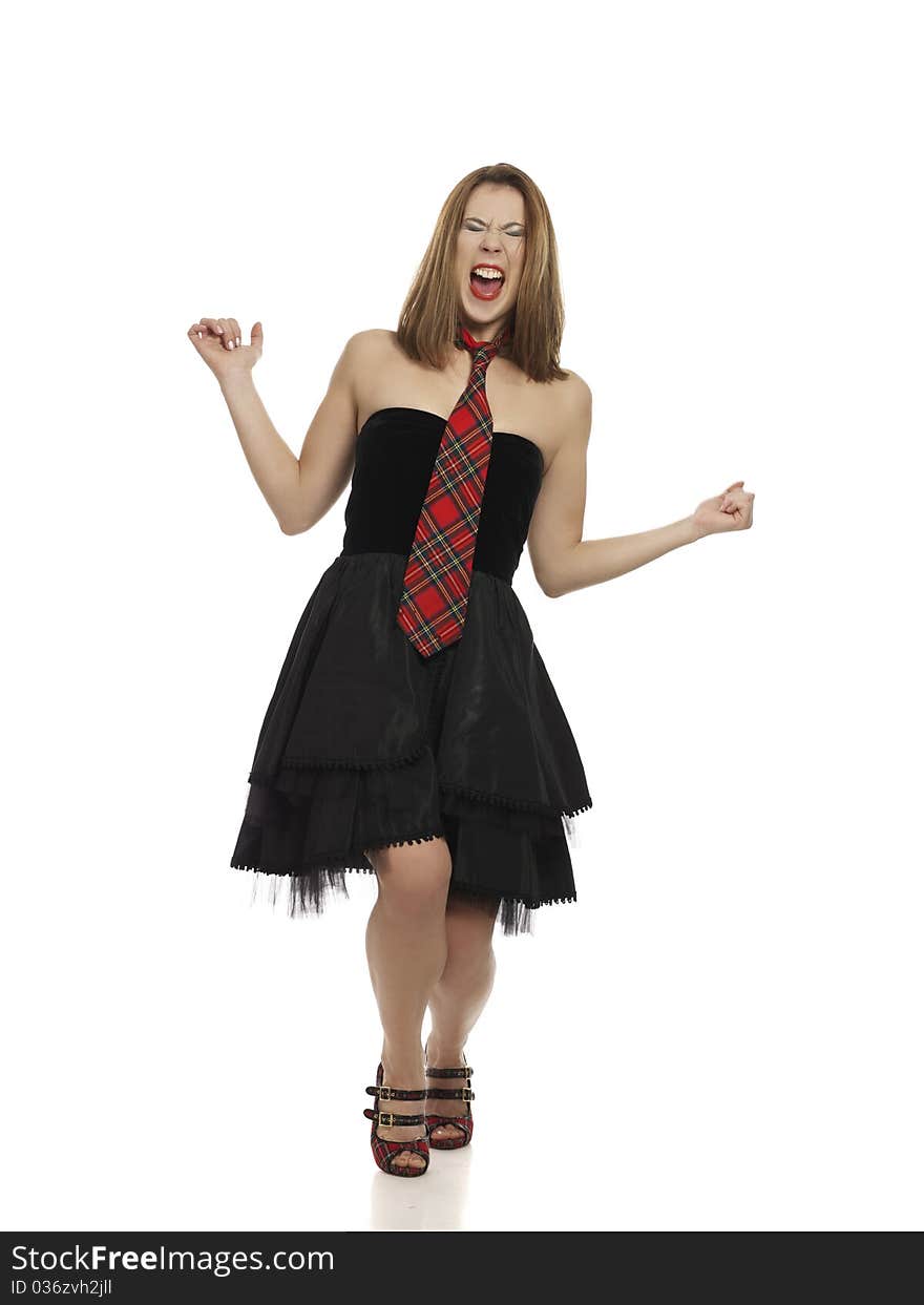 Woman In Little Black Dress Shouting