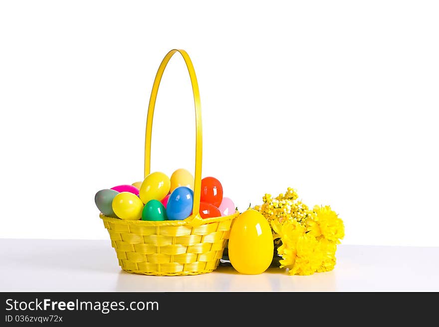 A Basket of plastic Easter Eggs