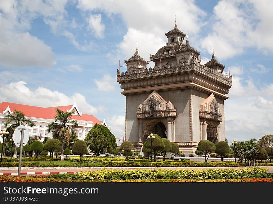 Patuxai monument in Vientiane, Laos