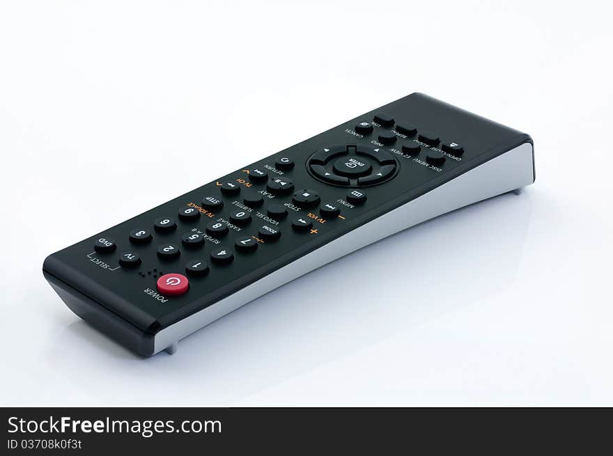 Remote control on white background