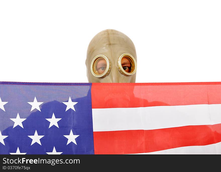 Man in mask with usa flag