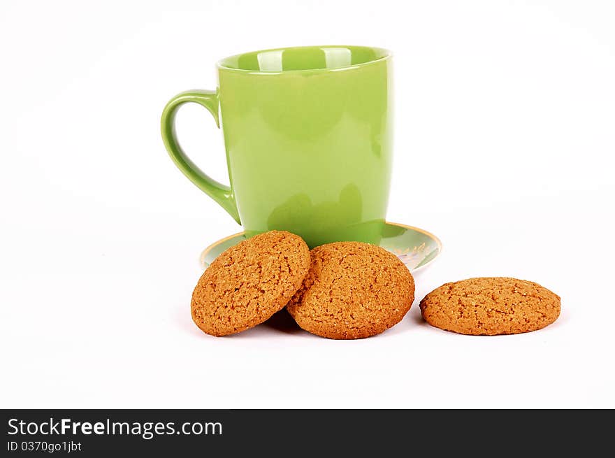 Cups for tea on a white background