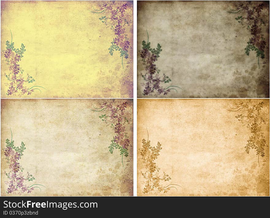 Four different color old vintage paper. Four different color old vintage paper.