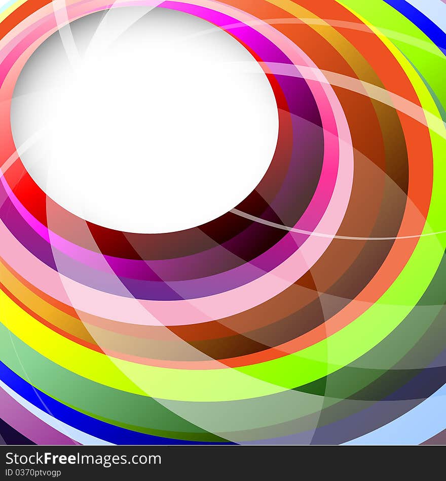 Abstract rainbow wave line with sample text background.