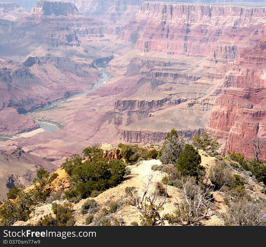 Grand Canyon wiith colorado river snaking through. Grand Canyon wiith colorado river snaking through