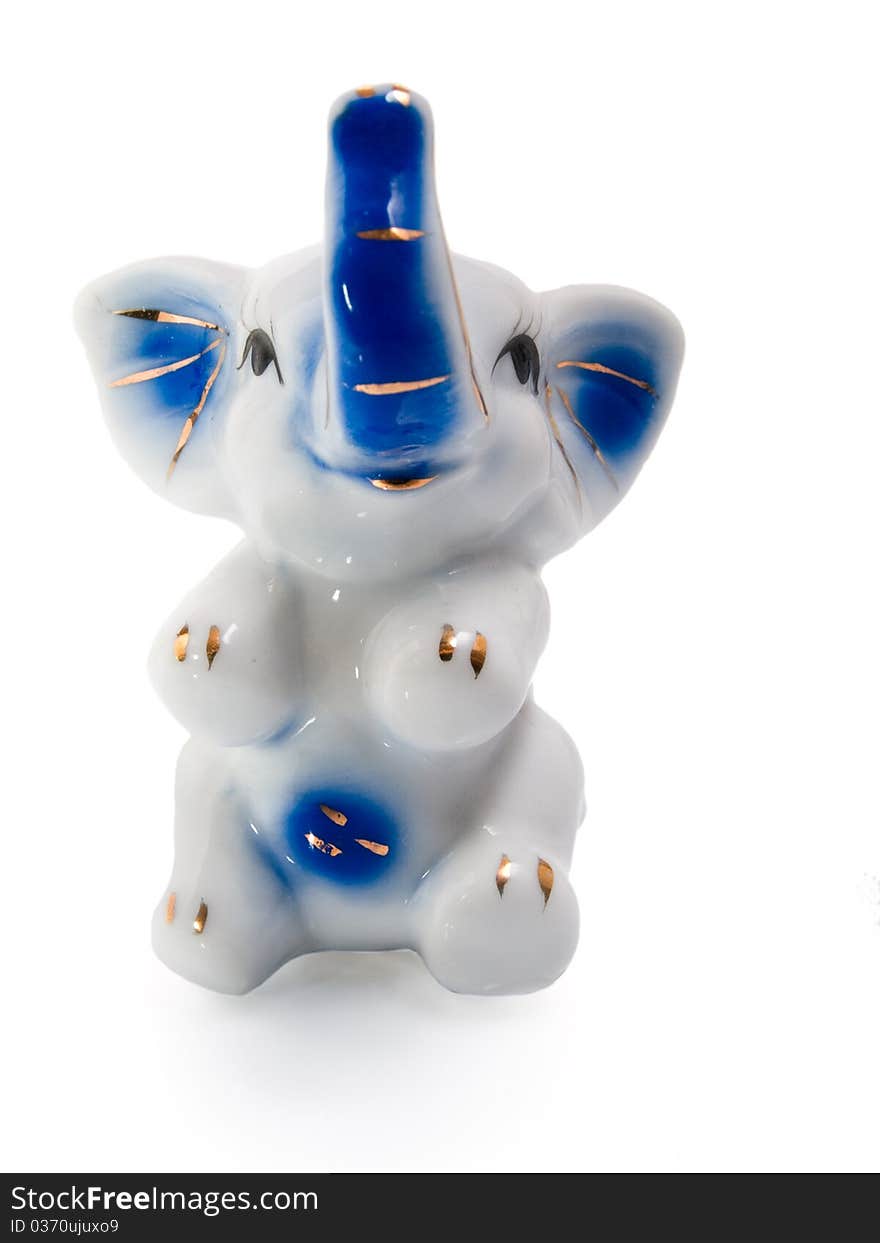 Cheerful Blue And White Porcelain Elephant