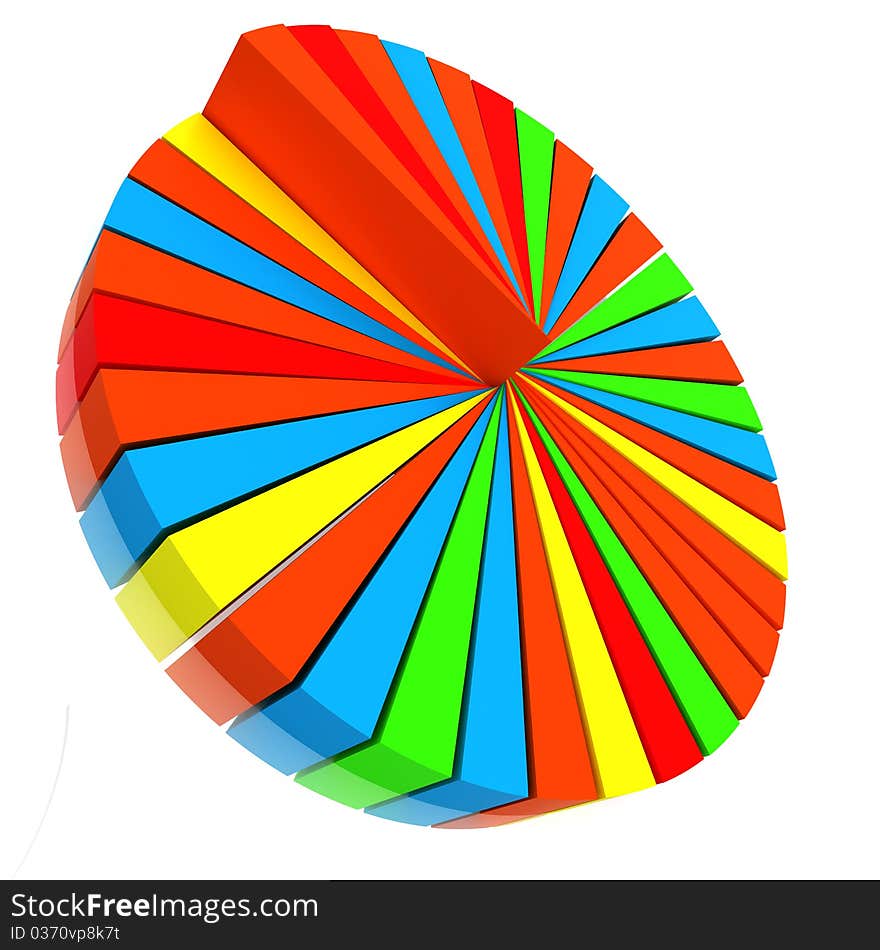 Colorful 3d pie graph isolated on white. Colorful 3d pie graph isolated on white