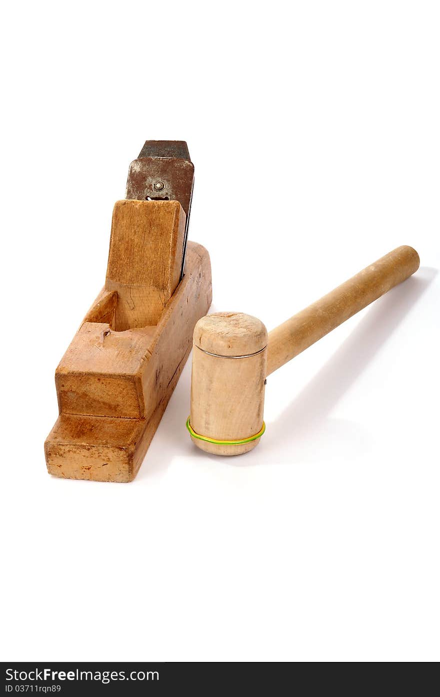 Old wooden planer and Mallet