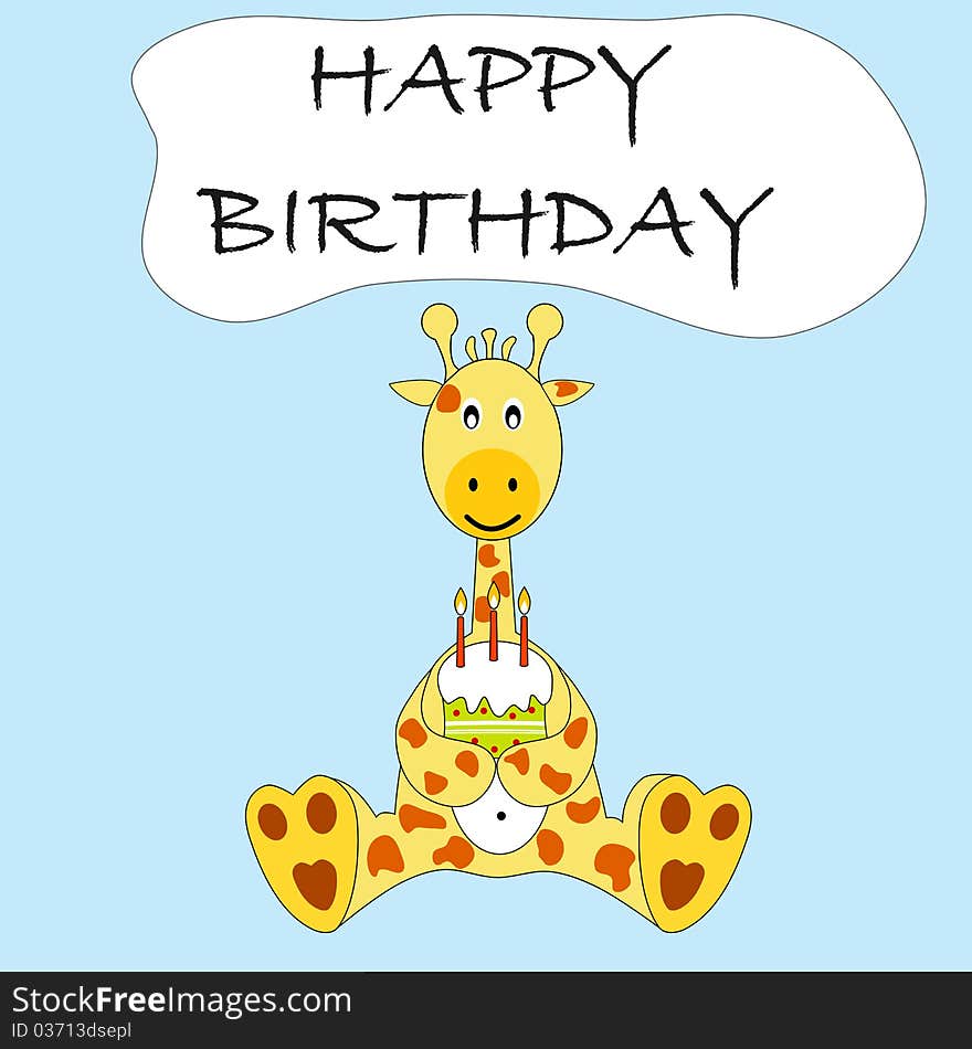 Birthday card with sweet giraffe