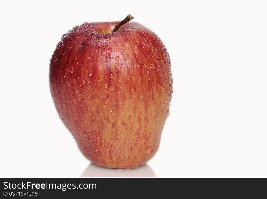 A red apple against white background