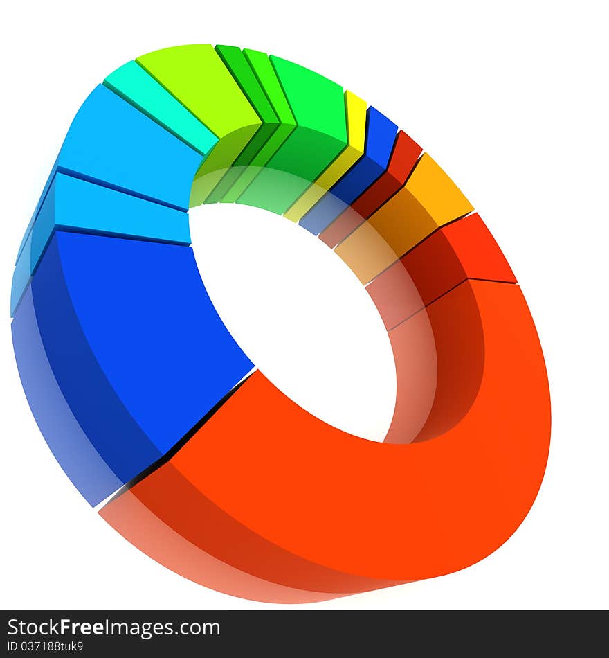 Colorful 3d pie graph isolated on white. Colorful 3d pie graph isolated on white