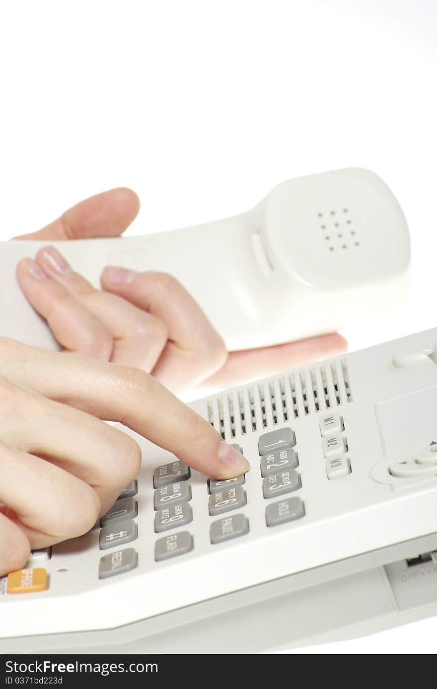 Finger with white telephone keypad