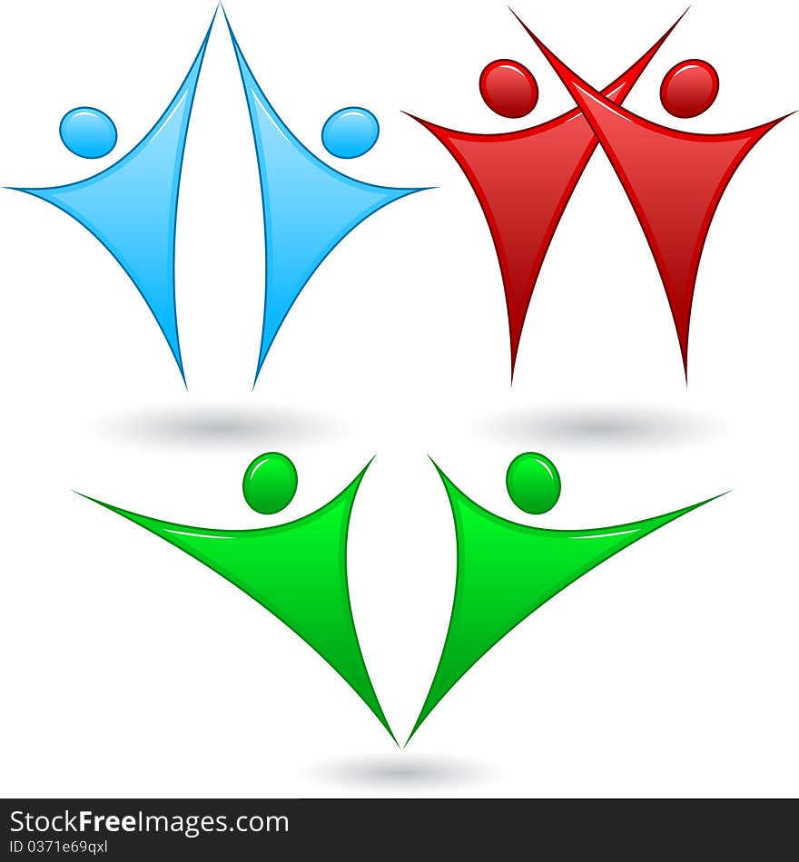 Colorful silhouettes of people in a team or family. Colorful silhouettes of people in a team or family