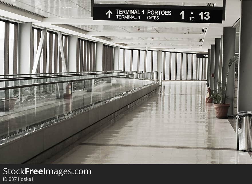 Walkway to the plane in a South American airport. Walkway to the plane in a South American airport