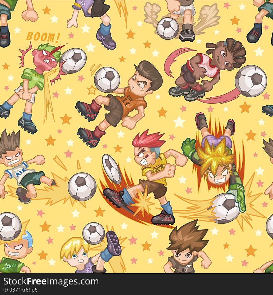 Seamless soccer pattern, drawing