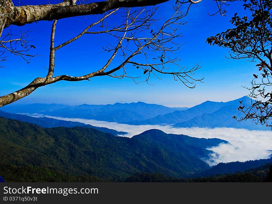 View haze on top of mountain. View haze on top of mountain