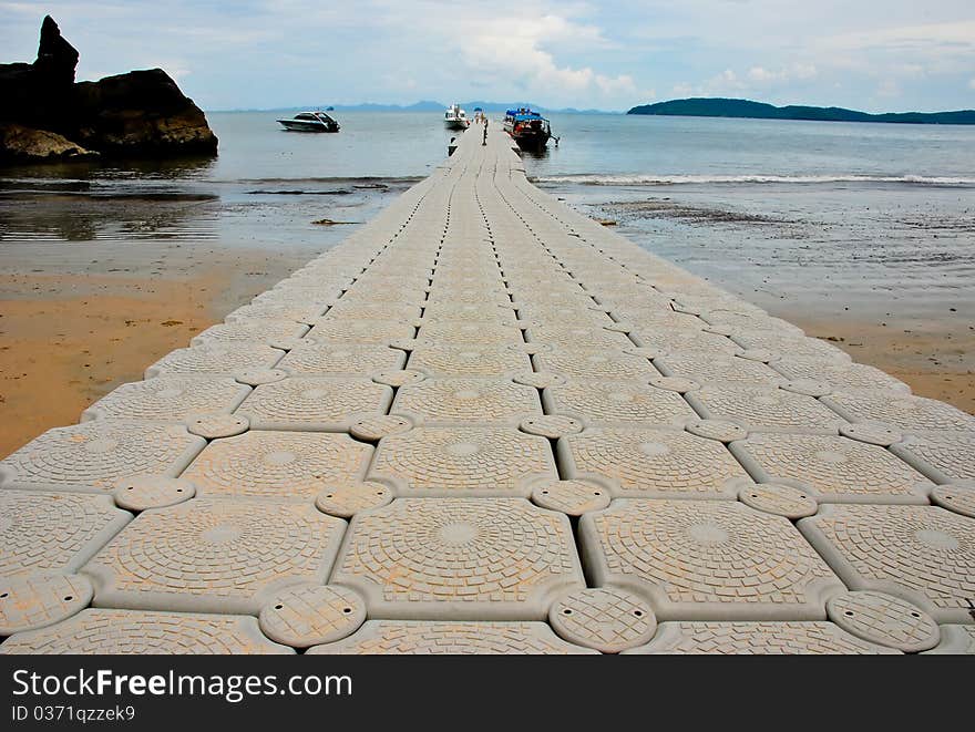 Perspective of bridge to the sea. Perspective of bridge to the sea.