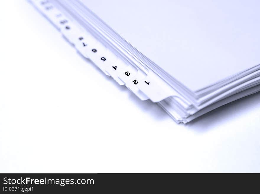 Several blank file tabs on white background. Several blank file tabs on white background