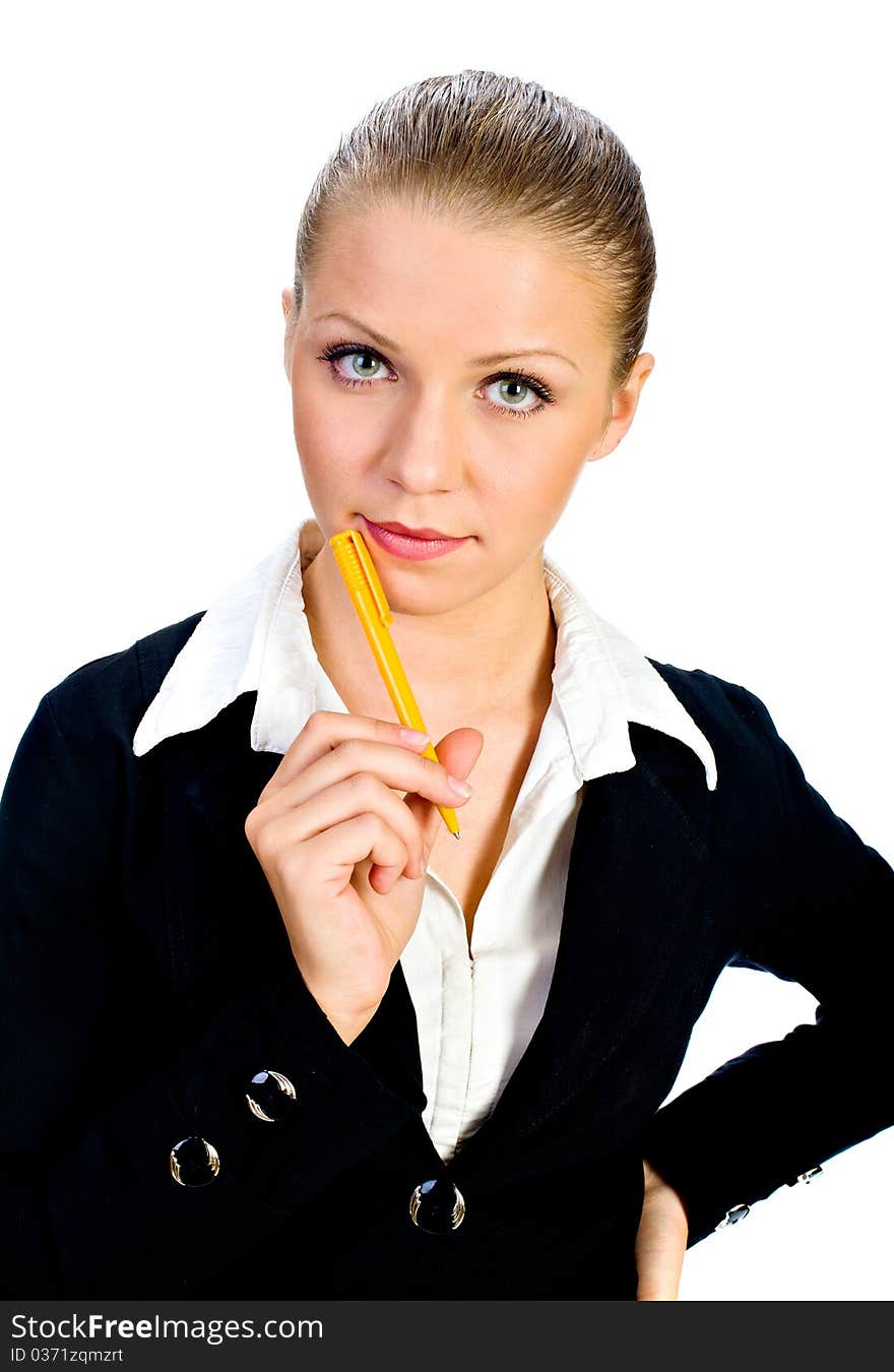 Portrait of the beatiful businesswomen.  isolated