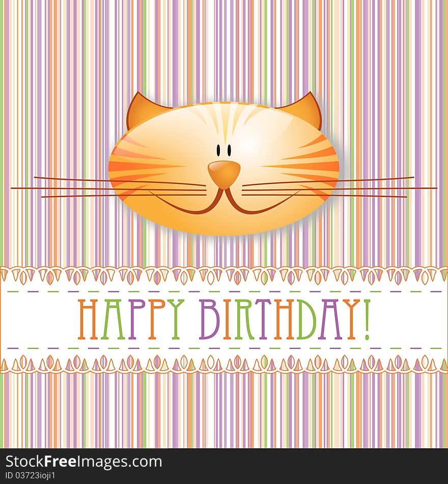 Happy birthday! cat's greeting card. Happy birthday! cat's greeting card