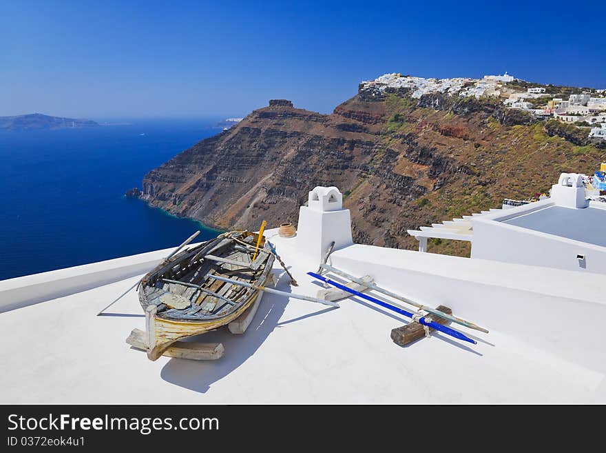 Santorini View (Firostefani, Greece) - vacation background. Santorini View (Firostefani, Greece) - vacation background