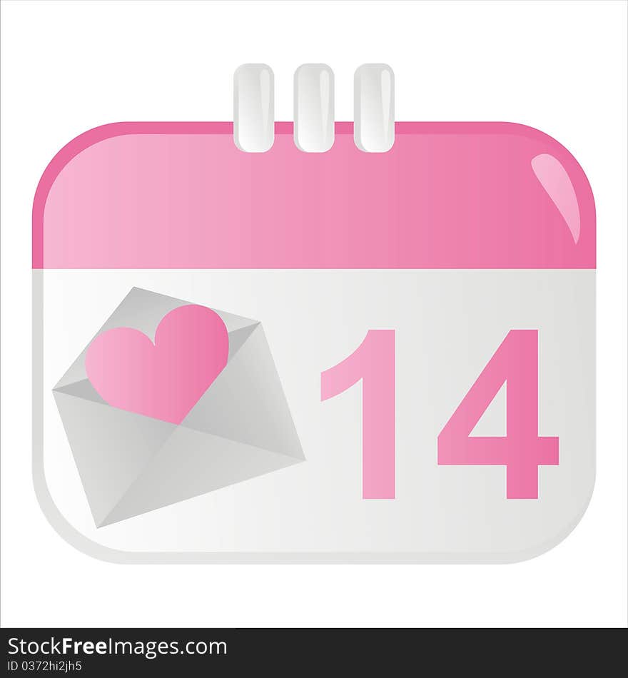 St. valentine's day calendar icon with love letter