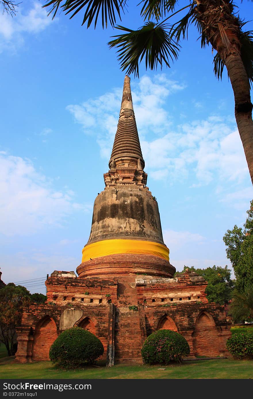 The old stupa of Wat Yaichaimongkol, Ayutthaya, Thailand