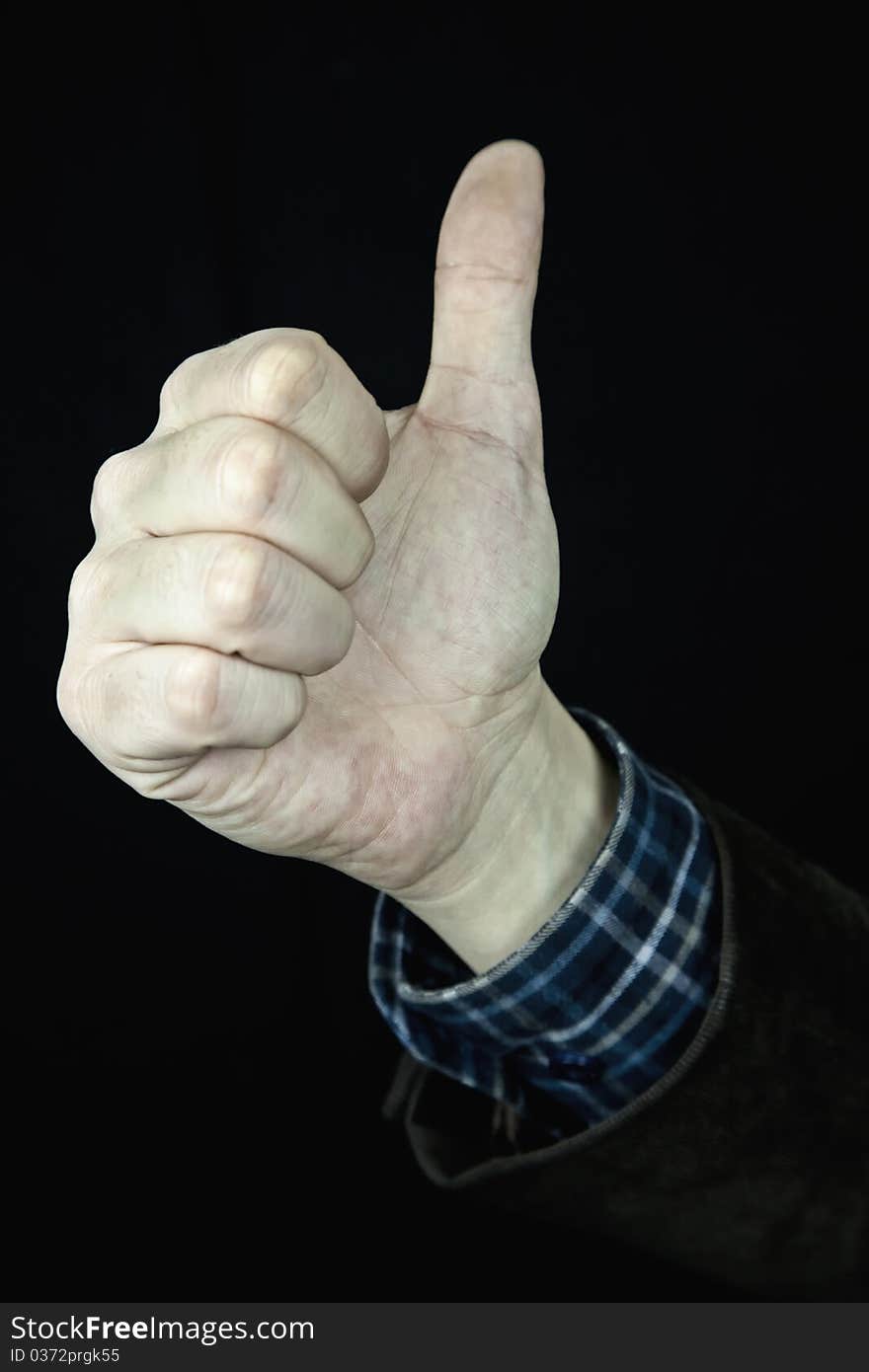 Man hand, isolated over black background. Man hand, isolated over black background