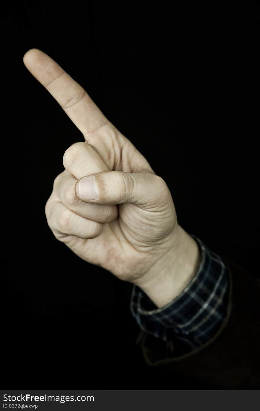 Man hand, isolated over black background. Man hand, isolated over black background