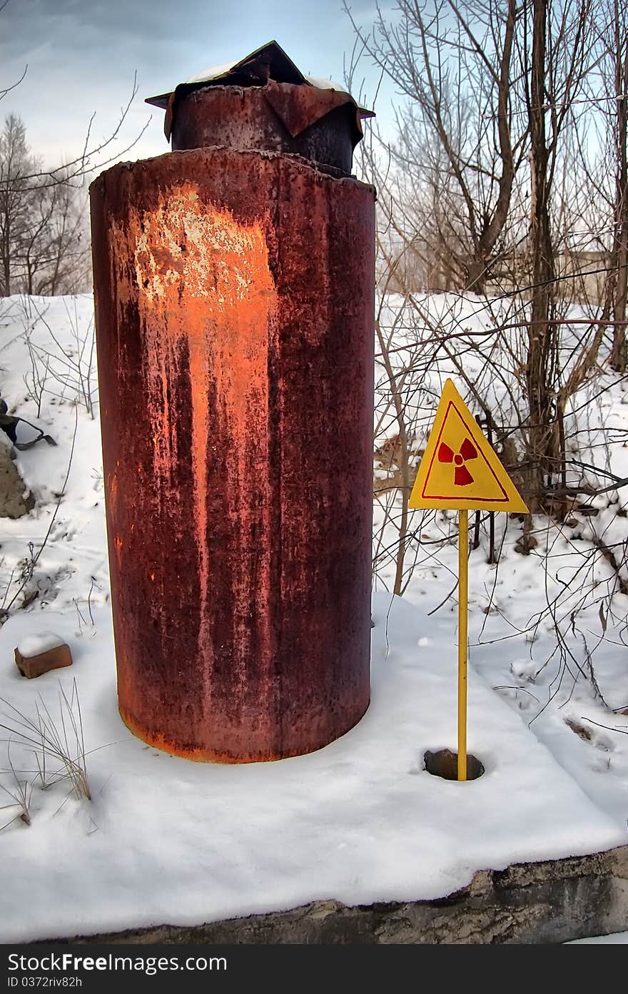 Underground test site at winter.Industrial archeology. Underground test site at winter.Industrial archeology