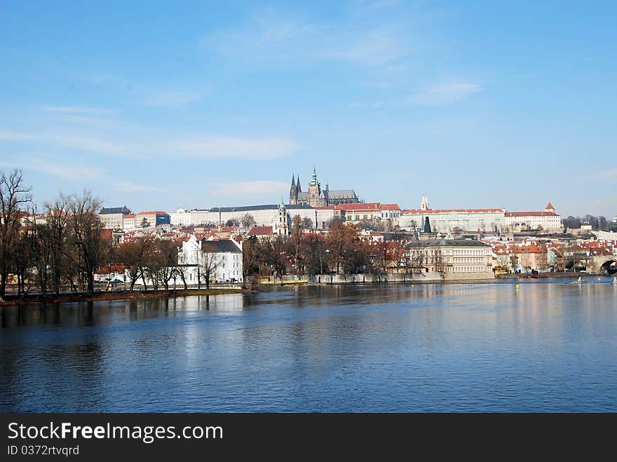 Prague, Vltava river and castle