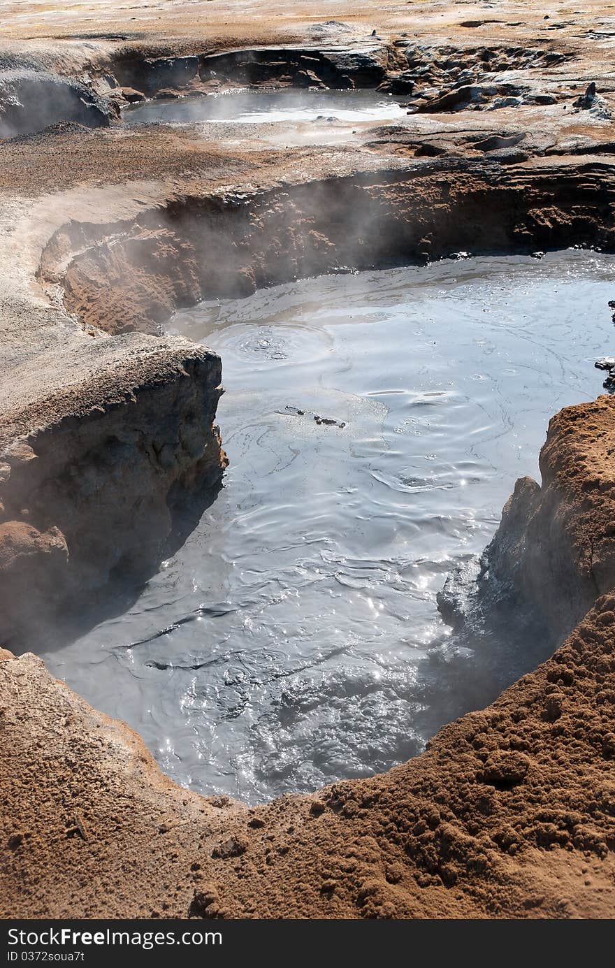 Boiling mud pools in Iceland. Boiling mud pools in Iceland