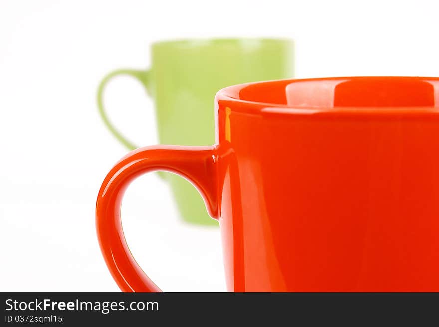 Cups for tea on a white background