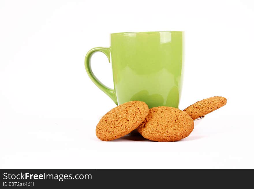 Cups for tea on a white background