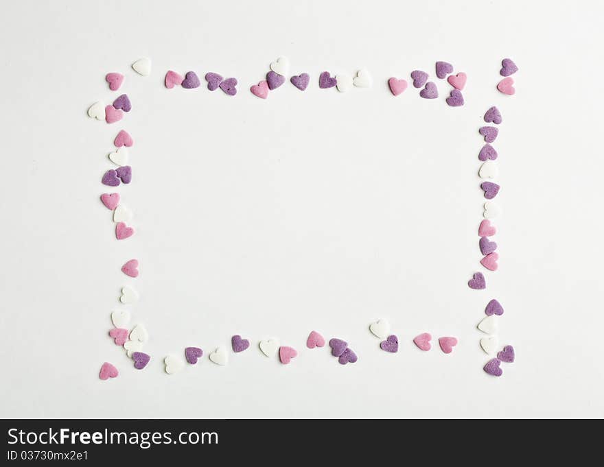 Heart shaped candy sweets text space