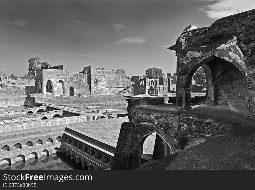 January 08th, 2011 Mandu,Madhya Pradesh, India-A view of a ruin fort of the Mandu. January 08th, 2011 Mandu,Madhya Pradesh, India-A view of a ruin fort of the Mandu