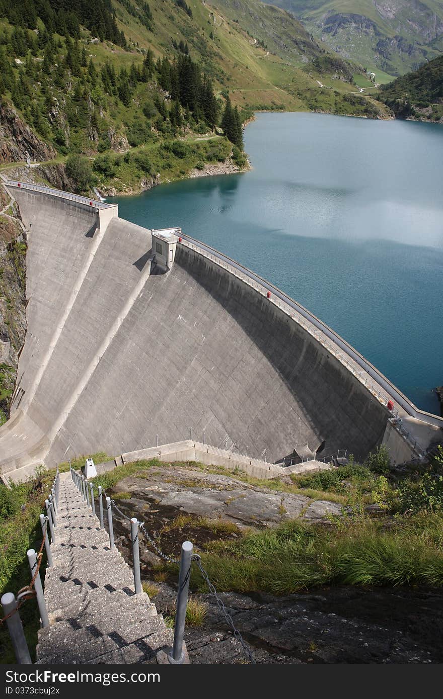 Weir in french mountain in summer. Weir in french mountain in summer