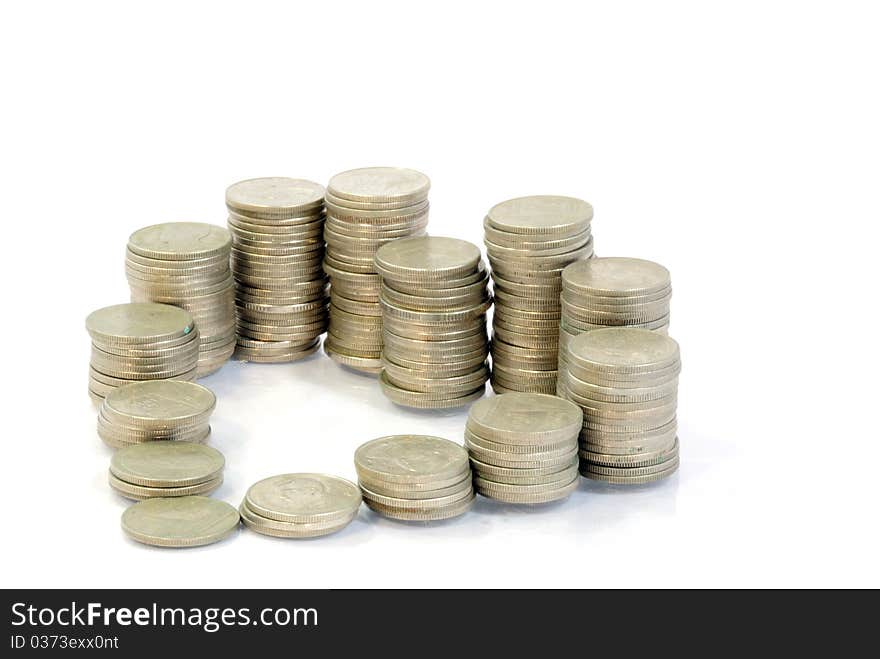 Coins isolated on the white background