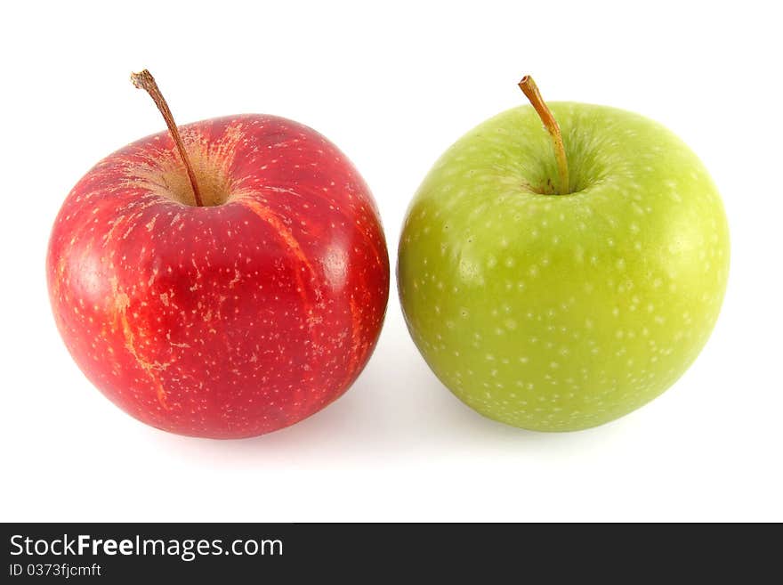 Red and green apples isolated on white