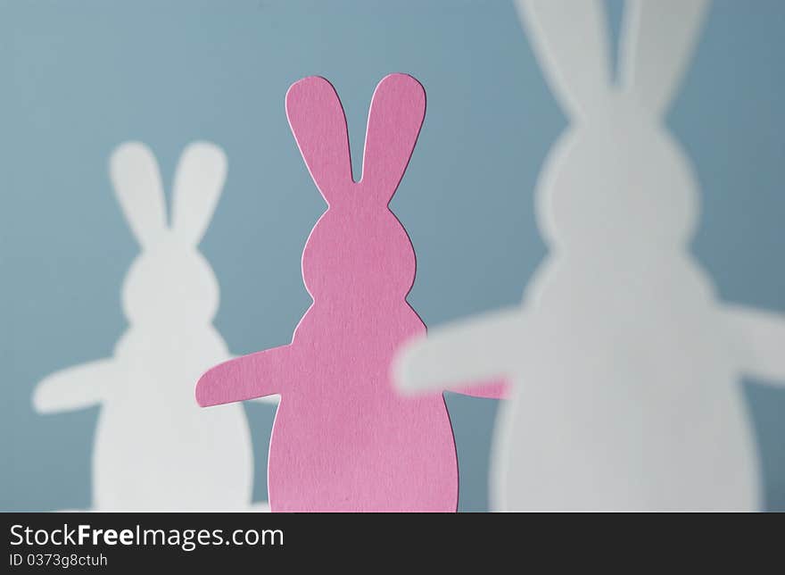 Three paper cut out bunnies