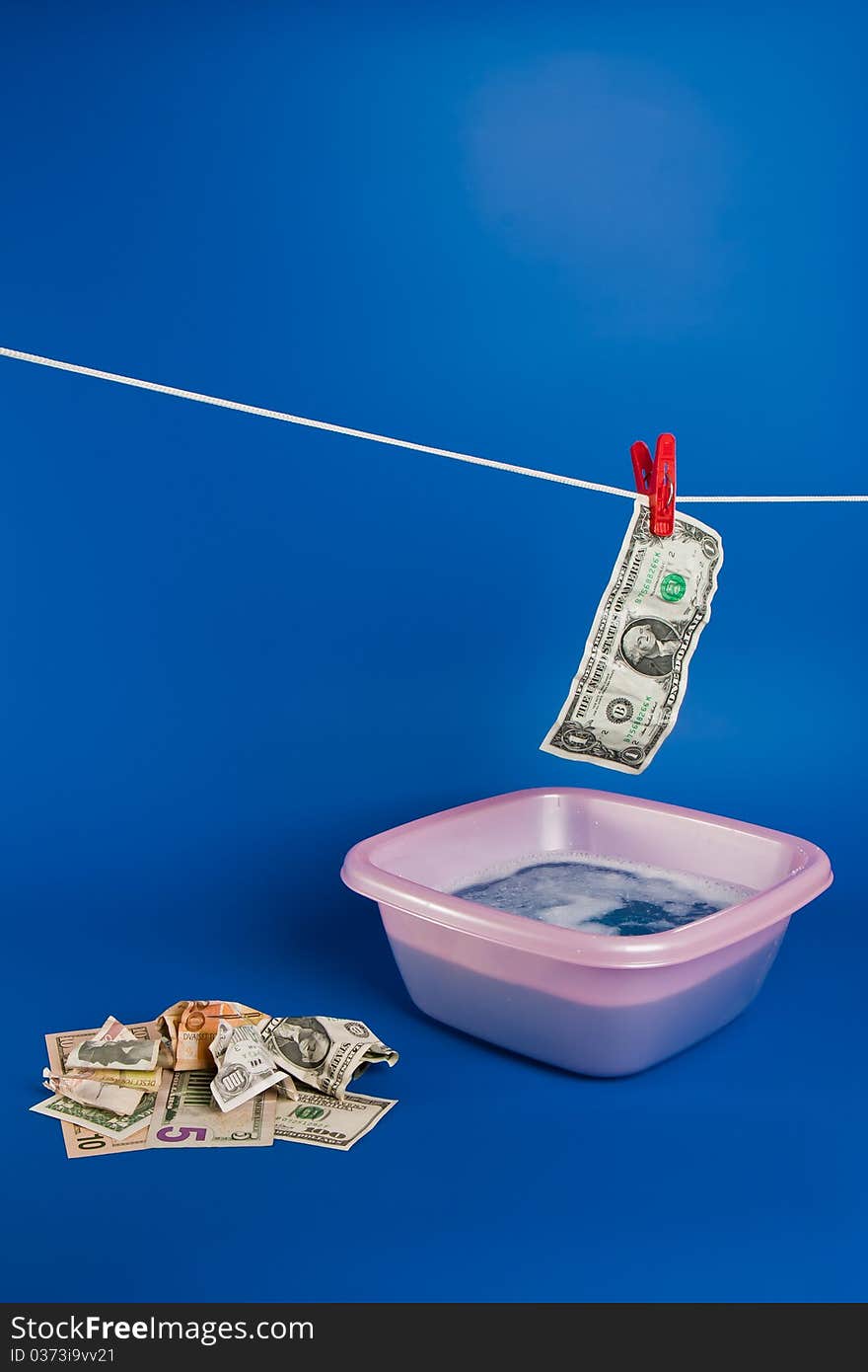 Drying of money after aundering. Drying of money after aundering