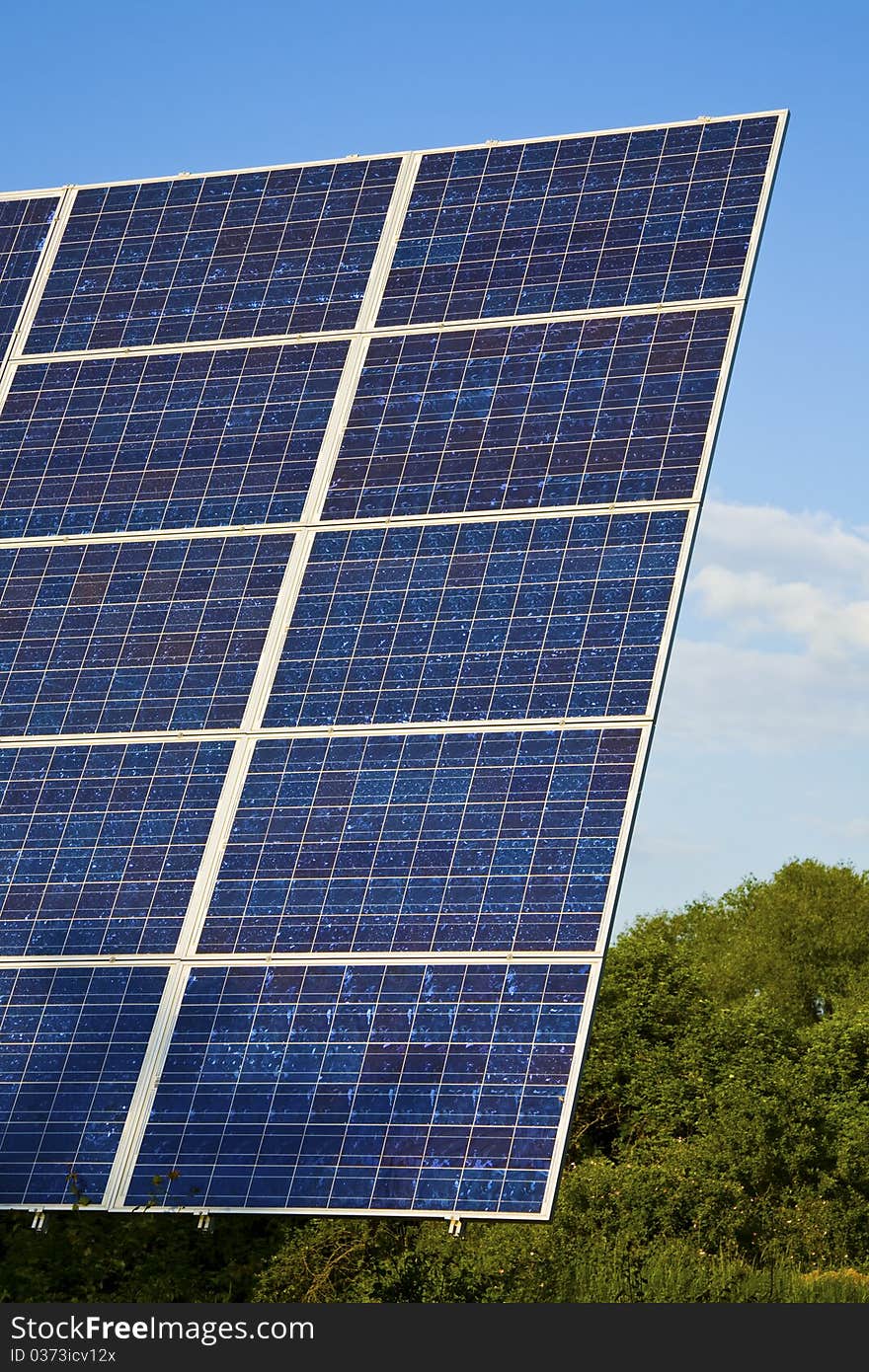 Solar Panel against blue sky in sunny day