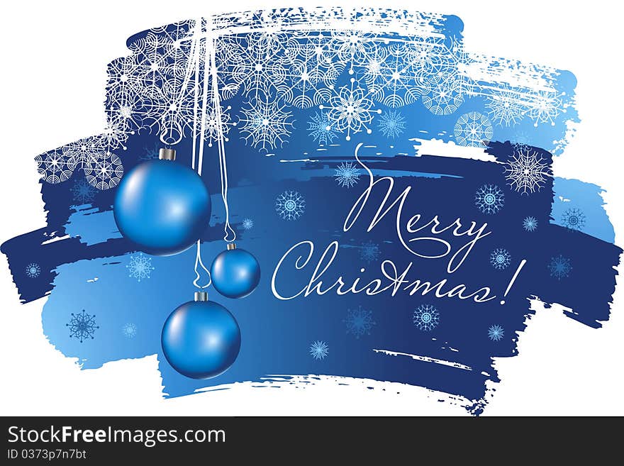 Blue Christmas illustration over hand drawn background. Blue Christmas illustration over hand drawn background