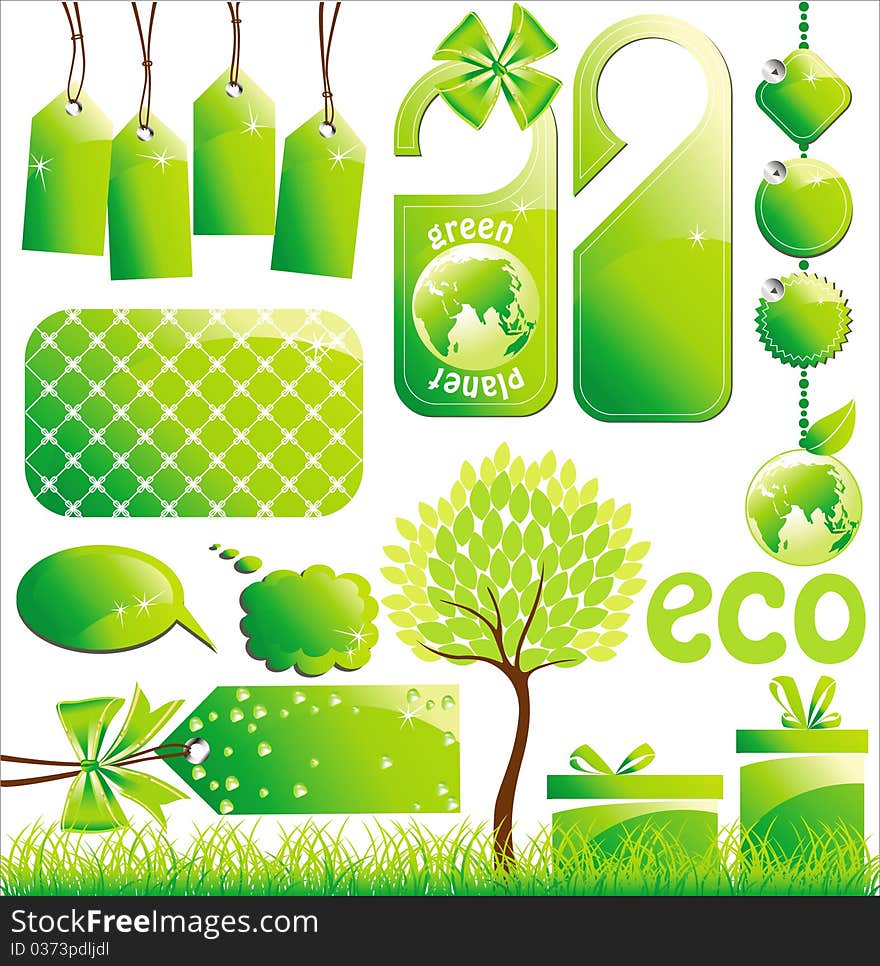 Set of vector elements for your ecology designs. Set of vector elements for your ecology designs