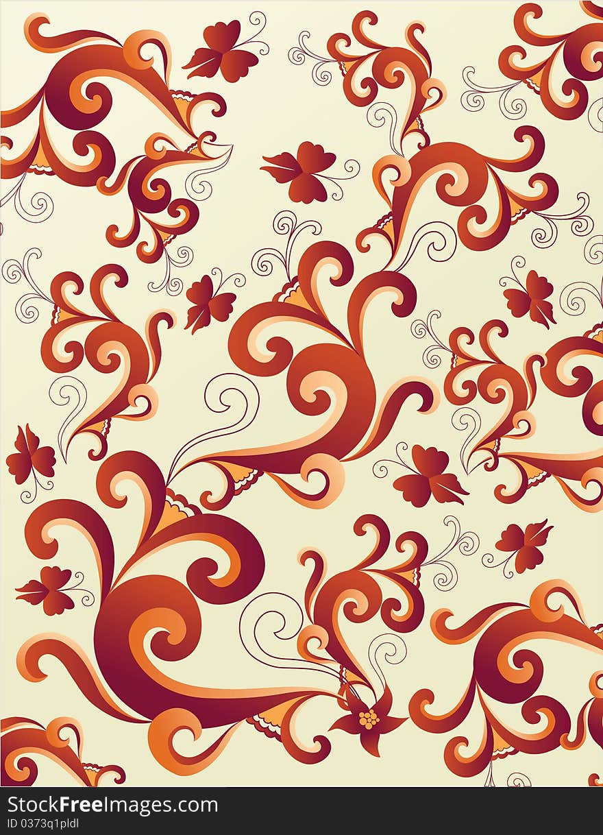 Retro-styled abstract floral background - vector illustration